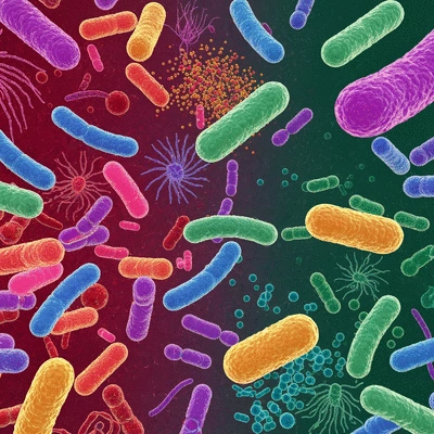 Diverse gut microbiome illustration
