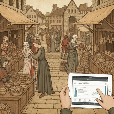 Person tracking exercise and diet on a tablet for digestive health