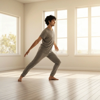 Person doing light exercises like yoga to improve digestive health