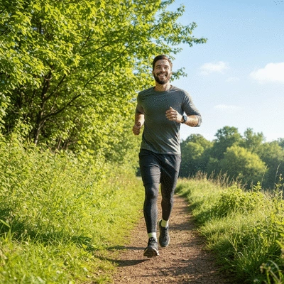 Person enjoying a brisk walk outdoors, symbolizing improved gut motility and reduced bloating