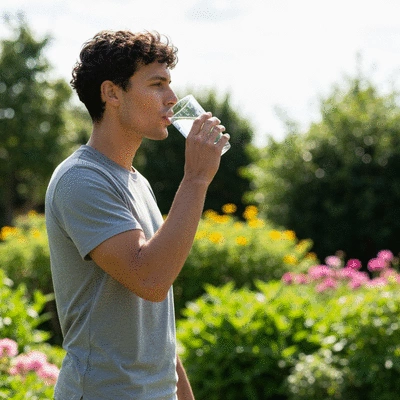 Person drinking a glass of water, illustrating healthy hydration habits
