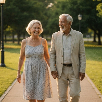 Family taking a leisurely walk after dinner, promoting digestive health and bonding